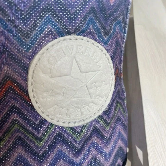 Converse All-Star + Missoni Hi-Tops Zigzag Sparkle Purple, Women's Size 7 - Picture 5 of 10